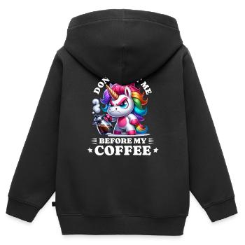 Morgenmuffel Kaffee Anti Frühaufsteher unicorn - Kinder Premium Organic Zip Hoodie - Schwarz - Hinten - AI Model Kid Male (0cm)