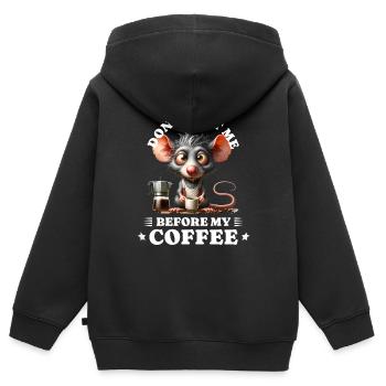 Morgenmuffel Kaffee Anti Frühaufsteher mouse - Kinder Premium Organic Zip Hoodie - Schwarz - Hinten - AI Model Kid Male (0cm)