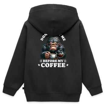 Morgenmuffel Kaffee Anti Frühaufsteher gorilla - Kinder Premium Organic Zip Hoodie - Schwarz - Hinten - AI Model Kid Male (0cm)
