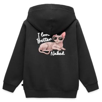 Ich sehe besser aus Nackte Katze Lustige Sphynx Haarlose Katze - Kinder Premium Organic Zip Hoodie - Schwarz - Hinten - AI Model Kid Male (0cm)