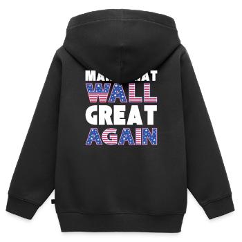 USA WIEDER GROSSARTIG - Kinder Premium Organic Zip Hoodie - Schwarz - Hinten - AI Model Kid Male (0cm)