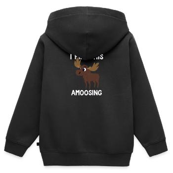 Ich finde dieses Amoosing T-Shirt - Funny Moose Amüsant - Kinder Premium Organic Zip Hoodie - Schwarz - Hinten - AI Model Kid Male (0cm)
