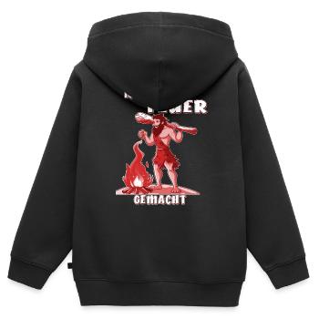 NEANDERTHAL I MADE A FIRE - Kids Premium Organic Zip-up Hoodie - black - Back - AI Model Kid Male (0cm)