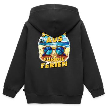 SCHULE AUS FÜR DIE FERIEN - Kinder Premium Organic Zip Hoodie - Schwarz - Hinten - AI Model Kid Male (0cm)