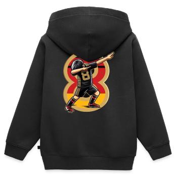 8 Jahre Junge Fussball Schwarz Rot Gold - Kinder Premium Organic Zip Hoodie - Schwarz - Hinten - AI Model Kid Male (0cm)