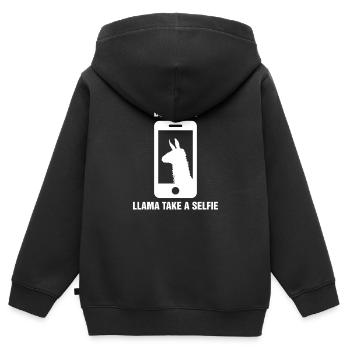 Aber zuerst Lama machen ein Selfie-Shirt lustige #SELFIE - Kinder Premium Organic Zip Hoodie - Schwarz - Hinten - AI Model Kid Male (0cm)