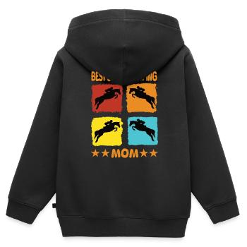 Best Show Jumping Mom - Kinder Premium Organic Zip Hoodie - Schwarz - Hinten - AI Model Kid Male (0cm)