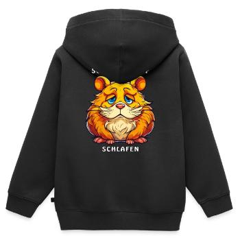 HAMSTER SCHLA...SCHLAF SCHLAFEN - Kinder Premium Organic Zip Hoodie - Schwarz - Hinten - AI Model Kid Male (0cm)