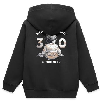 KIND 30. GEBURTSTAG - Kinder Premium Organic Zip Hoodie - Schwarz - Hinten - AI Model Kid Male (0cm)
