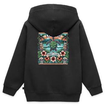 Hawaii Lokahi Harmonie und Gleichgewicht Reine Glückseligkeit - Kinder Premium Organic Zip Hoodie - Schwarz - Hinten - AI Model Kid Male (0cm)
