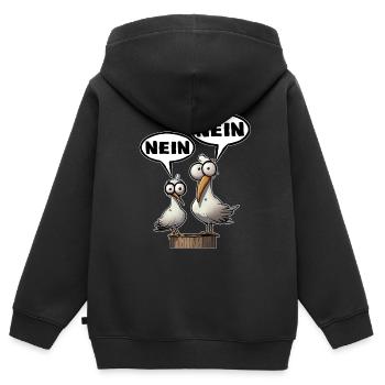 Les mouettes de Bäädden - Grouches matinales Non Non Dire - Sweat Premium à capuche zippé enfant bio - noir - Dos - AI Model Kid Male (0cm)