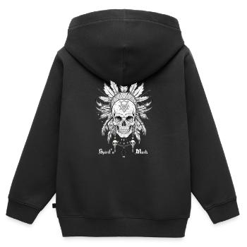 CRÂNE ET PLUMES, MARQUE DE L’ - Sweat Premium à capuche zippé enfant bio - noir - Dos - AI Model Kid Male (0cm)