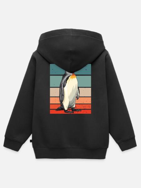 Penguin Retro - Kinder Premium Organic Zip Hoodie - Schwarz