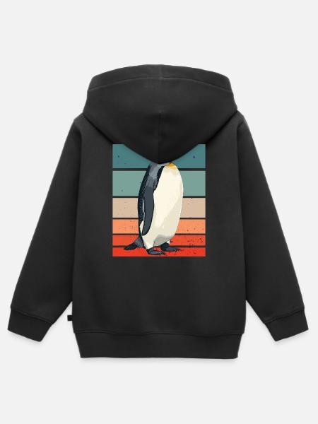 Pinguin Retro - Kinder Premium Organic Zip Hoodie - Schwarz