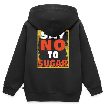 ZUCKER SAY NO TO SUGAR - Kinder Premium Organic Zip Hoodie - Schwarz - Hinten - AI Model Kid Male (0cm)