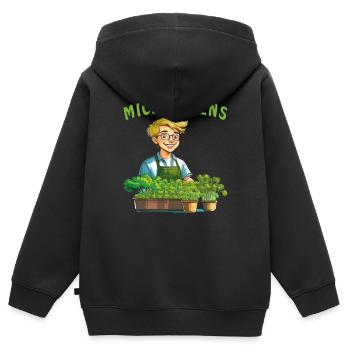 PLANTES DE MICRO-POUSSES - Sweat Premium à capuche zippé enfant bio - noir - Dos - AI Model Kid Male (0cm)