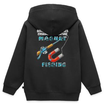 MAGNET FISHING - Kinder Premium Organic Zip Hoodie - Schwarz - Hinten - AI Model Kid Male (0cm)