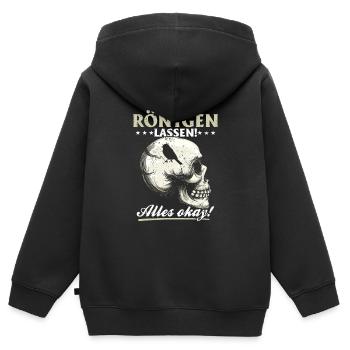 Röntgen Schwarzer Humor und makaberer Stil - Kinder Premium Organic Zip Hoodie - Schwarz - Hinten - AI Model Kid Male (0cm)