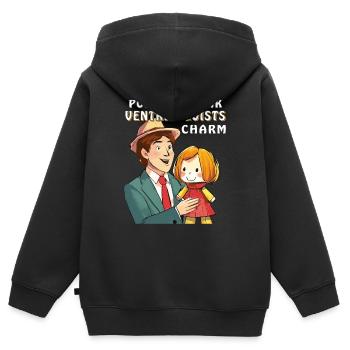 VENTRILOQUIST PUPPETS SPEAK VENTRILOQUISTS - Kids Premium Organic Zip-up Hoodie - black - Back - AI Model Kid Male (0cm)
