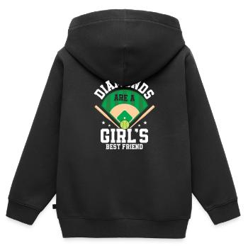 Les diamants sont le meilleur ami d’une fille Softball Basebal - Sweat Premium à capuche zippé enfant bio - noir - Dos - AI Model Kid Male (0cm)