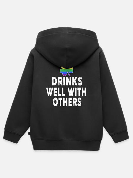 Drinks Well With Others LGBT Gay St Patricks Day - Kids Premium Organic Zip-up Hoodie - black