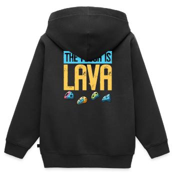 Der Boden ist Lava Bouldern - Kinder Premium Organic Zip Hoodie - Schwarz - Hinten - AI Model Kid Male (0cm)