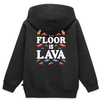 Der Boden ist Lava Bouldern - Kinder Premium Organic Zip Hoodie - Schwarz - Hinten - AI Model Kid Male (0cm)