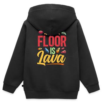 Der Boden ist Lava Bouldern - Kinder Premium Organic Zip Hoodie - Schwarz - Hinten - AI Model Kid Male (0cm)