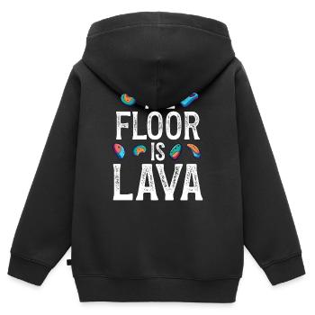 Der Boden ist Lava Bouldern - Kinder Premium Organic Zip Hoodie - Schwarz - Hinten - AI Model Kid Male (0cm)