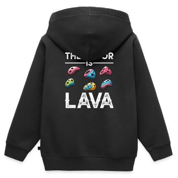 Der Boden ist Lava Bouldern - Kinder Premium Organic Zip Hoodie - Schwarz - Hinten - AI Model Kid Male (0cm)