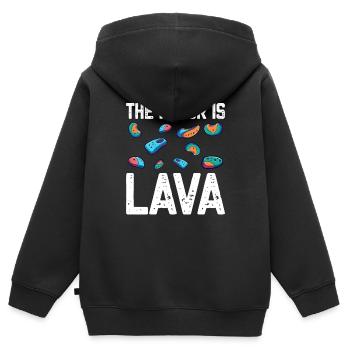 Der Boden ist Lava Bouldern - Kinder Premium Organic Zip Hoodie - Schwarz - Hinten - AI Model Kid Male (0cm)