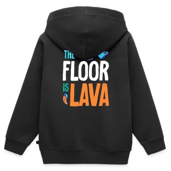 Der Boden ist Lava Bouldern - Kinder Premium Organic Zip Hoodie - Schwarz - Hinten - AI Model Kid Male (0cm)