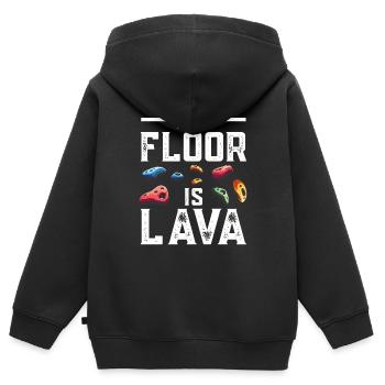 Der Boden ist Lava Bouldern - Kinder Premium Organic Zip Hoodie - Schwarz - Hinten - AI Model Kid Male (0cm)