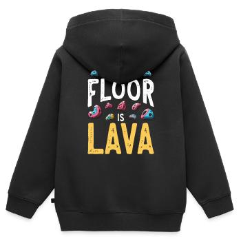 Der Boden ist Lava Bouldern - Kinder Premium Organic Zip Hoodie - Schwarz - Hinten - AI Model Kid Male (0cm)