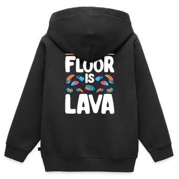 Der Boden ist Lava Bouldern - Kinder Premium Organic Zip Hoodie - Schwarz - Hinten - AI Model Kid Male (0cm)
