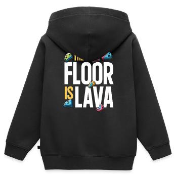 Der Boden ist Lava Bouldern - Kinder Premium Organic Zip Hoodie - Schwarz - Hinten - AI Model Kid Male (0cm)