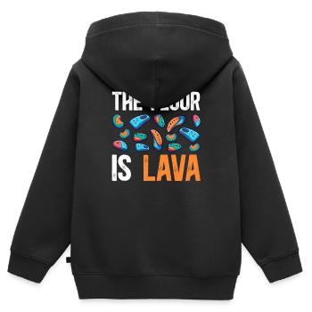Der Boden ist Lava Bouldern - Kinder Premium Organic Zip Hoodie - Schwarz - Hinten - AI Model Kid Male (0cm)