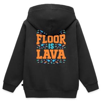 Der Boden ist Lava Bouldern - Kinder Premium Organic Zip Hoodie - Schwarz - Hinten - AI Model Kid Male (0cm)