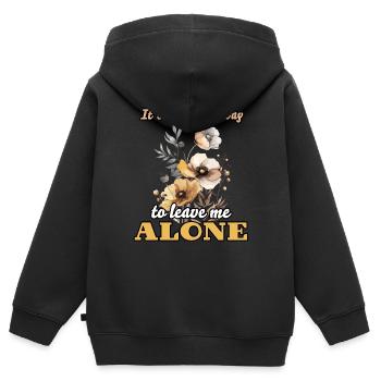 Es ist ein schöner Tag, um mich in Ruhe zu lassen Aquarell - Kinder Premium Organic Zip Hoodie - Schwarz - Hinten - AI Model Kid Male (0cm)
