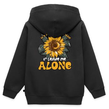 Es ist ein schöner Tag, um mich in Ruhe zu lassen Süße Blume - Kinder Premium Organic Zip Hoodie - Schwarz - Hinten - AI Model Kid Male (0cm)