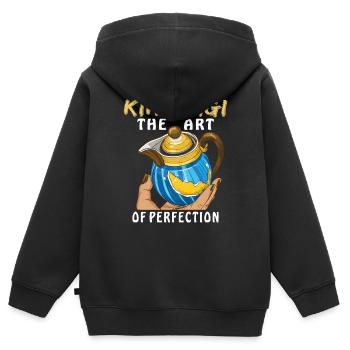 KINTSUGI L’ART DE LA PERFECTION - Sweat Premium à capuche zippé enfant bio - noir - Dos - AI Model Kid Male (0cm)