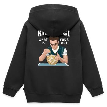 KINTSUGI QUEL EST VOTRE ART - Sweat Premium à capuche zippé enfant bio - noir - Dos - AI Model Kid Male (0cm)