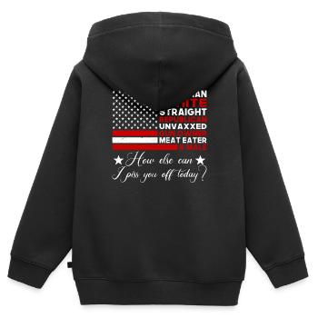Christian Whits Straight Republican Unvaxxed Gun - Kinder Premium Organic Zip Hoodie - Schwarz - Hinten - AI Model Kid Male (0cm)