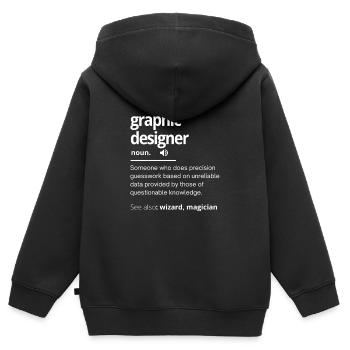 Définition du graphiste - Sweat Premium à capuche zippé enfant bio - noir - Dos - AI Model Kid Male (0cm)
