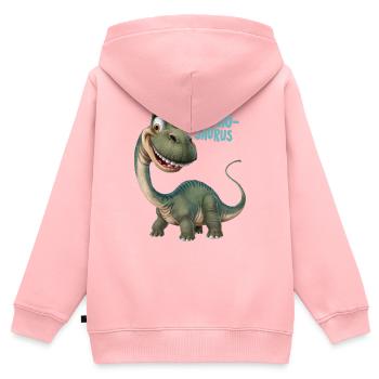 DINOSAURIER, BRACHIO SAURUS - Kinder Premium Organic Zip Hoodie - Rosa - Hinten - AI Model Kid Female (0cm)
