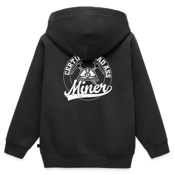Le mineur américain au sang de charbon Mining Patriotic - Sweat Premium à capuche zippé enfant bio - noir - Dos - AI Model Kid Male (0cm)