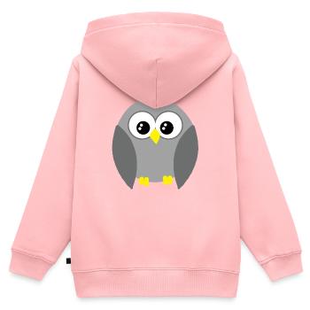 Graue Hoot Eule Niedliche große Augen Raubvogel Liebhaber - Kinder Premium Organic Zip Hoodie - Rosa - Hinten - AI Model Kid Female (0cm)