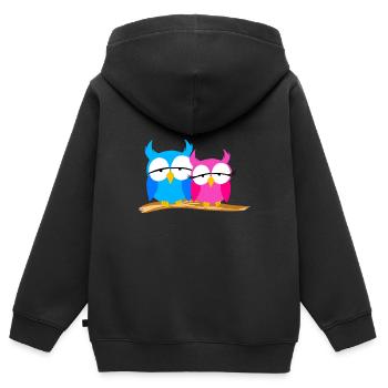 Eulenliebhaber Auf Einem Ast Raubvögel Humor - Kinder Premium Organic Zip Hoodie - Schwarz - Hinten - AI Model Kid Male (0cm)