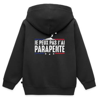 Je Peux Pas J'ai parapente Parachute parachutist - Sweat Premium à capuche zippé enfant bio - noir - Dos - AI Model Kid Male (0cm)