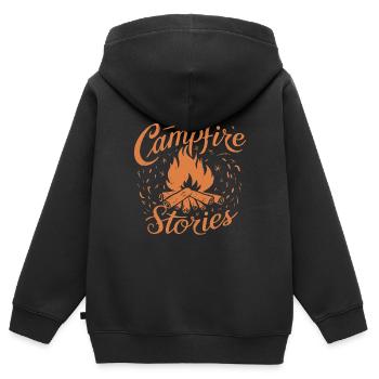 LAGERFEUER-GESCHICHTEN - Kinder Premium Organic Zip Hoodie - Schwarz - Hinten - AI Model Kid Male (0cm)